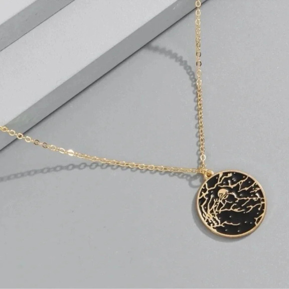 Black & Gold Tree Twig Pendant Necklace - Picture 2 of 4